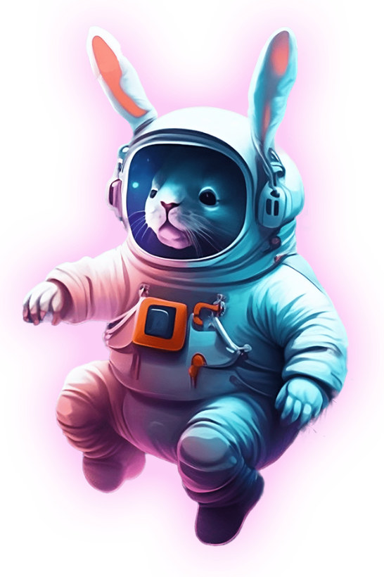un lapin déguisé en astronaute
